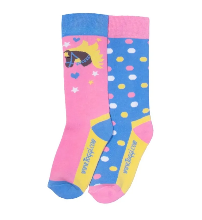 Toggi Bamboo Children's Pony and Spot Socks 2 pack - Pink/Blue 